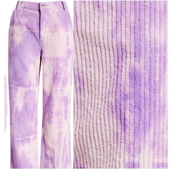 Free People •We The Free Reese Purple Tie Dye Straight Leg Corduroy Pants 28 NWT - Picture 6 of 10